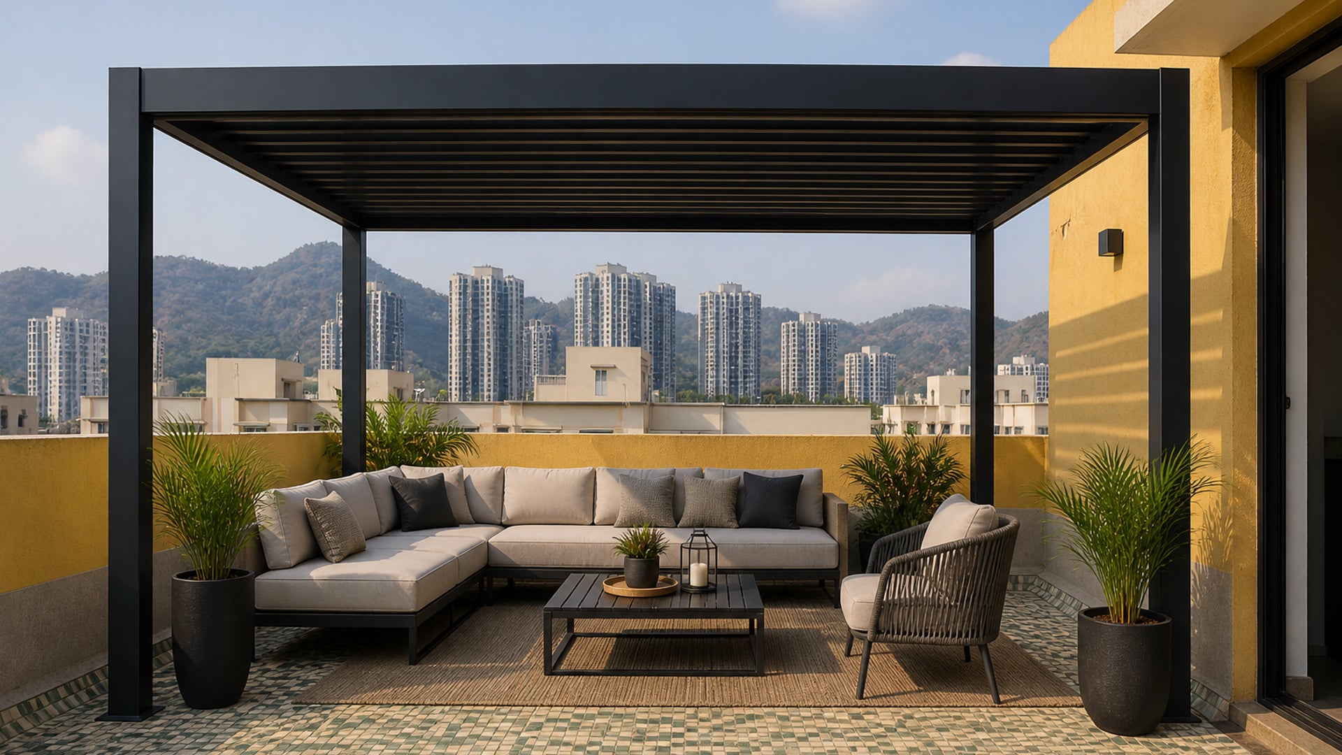 10×10 ft manual pergola for a Mumbai home.